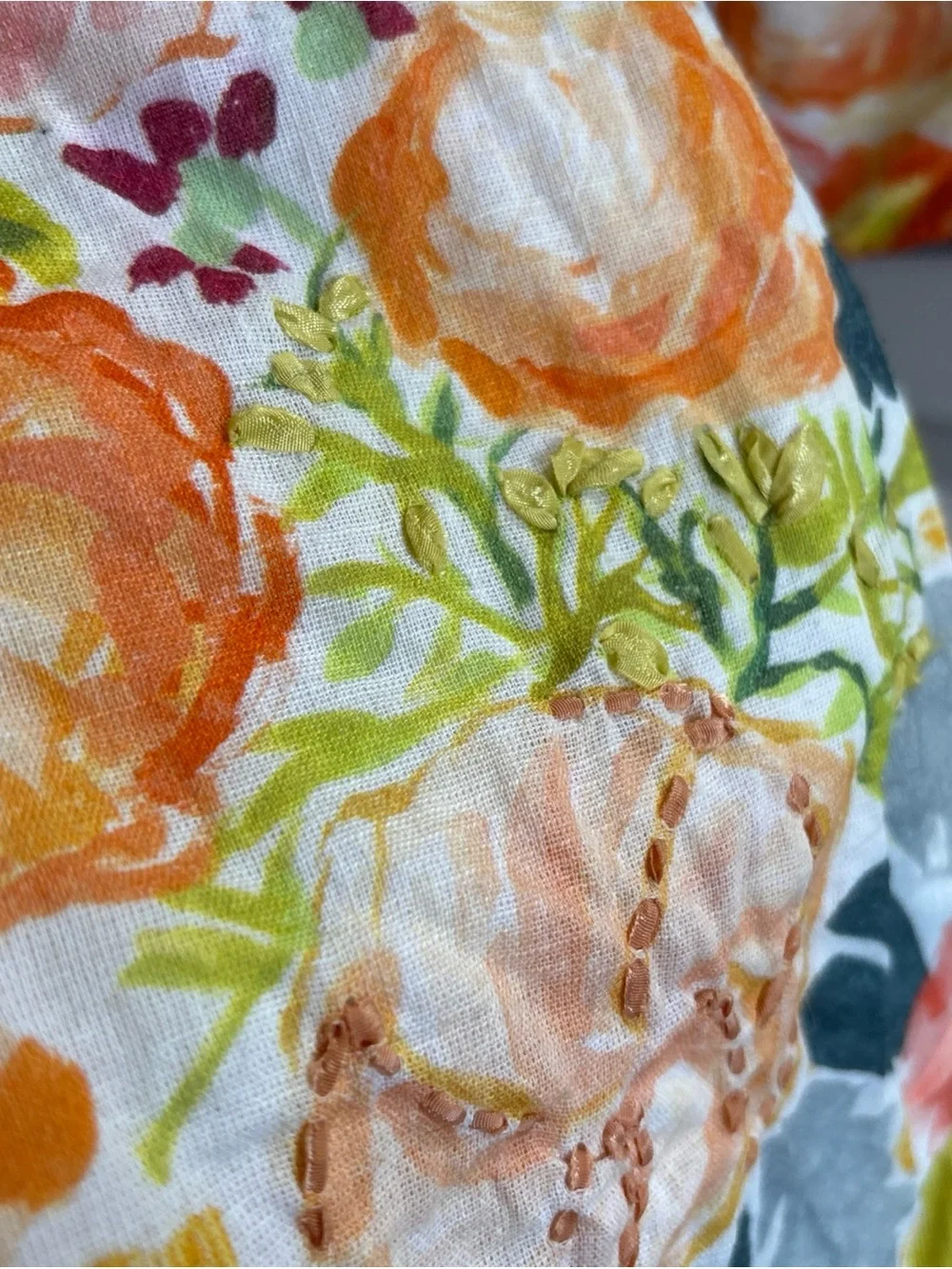 Anthropologie Watercolor  Floral Embroidered Throw Pillow Cover Case 20x20 (2)